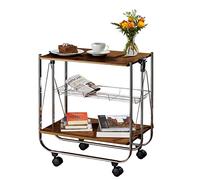 WENKO Desserte Bar Style Vintage, desserte Roulette Pliante, 68 x 70 x 40.6 cm, Marron