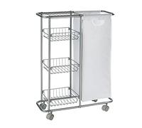 WENKO Desserte Slim - avec 3 corbeilles Capacité: 28 l, Métal Peint par poudrage, 20 x 80 x 58 cm, Gris