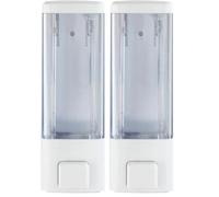 WENKO Distributeur de désinfectant et de Savon Istres Blanc, Distributeur Mural hygiénique pour désinfectant, Savon Liquide etc., Fixer sans percer, capacité : 320 ML, 6x18,5x7,5cm, matière Plastique