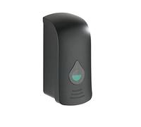 WENKO Distributeur de désinfectant et de Savon Ranera L Noir, Distributeur Mural hygiénique pour Le désinfectant, Le Savon Liquide etc, Fixation sans percer, capacité : 740 ML, 10,5x24,5 x10,5cm