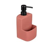 WENKO Distributeur de Liquide Vaisselle ou de Savon Festival Siena, pour la Cuisine, céramique à Surface Douce au Toucher, Compartiment à éponge, contenance 380 ML, 10 x 18 x 10 cm, Vert Tilleul