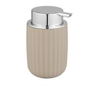 WENKO Distributeur de savon Agropoli beige d'une contenance de 250 ml, distributeur rechargeable pour savons liquides, en plastique de haute qualité et à la surface structurée, 7,5 x 12,5 x 9 cm