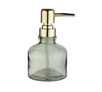 WENKO Distributeur de savon Atessa Mint, distributeur à pompe en verre avec tête de pompe dorée, rechargeable jusqu'à 200 ml de savon liquide, petit distributeur de savon pour lavabo, Ø 8 x 14 cm