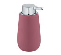 WENKO Distributeur de savon Badi, distributeur de savon liquide rechargeable, céramique haute qualité à surface mate, pompe en plastique robuste, contenance 320 ml, 9,5 x 16 x 8 cm, rose ancien