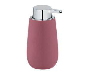 WENKO Distributeur de savon Badi, distributeur de savon liquide rechargeable, céramique haute qualité à surface mate, pompe en plastique robuste, contenance 320 ml, 9,5 x 16 x 8 cm, rose ancien