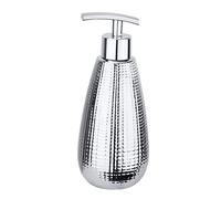WENKO Distributeur de Savon Dakar céramique - Distributeur de Savon Liquide Capacité: 0.37 l, Céramique, 8 x 19 x 8 cm, Chromé