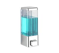 WENKO Distributeur de Savon Liquide et de désinfectant Istres Chrome, Distributeur Mural hygiènique pour désinfectant, Fixer sans percer, capacité : 320 ML, 6 x 18,5 x 7,5 cm, matière Plastique