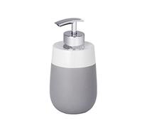 WENKO Distributeur de Savon Malta Gris/Blanc céramique - Distributeur de Savon Liquide Capacité: 0.3 l, Céramique, 7.5 x 15 x 8 cm, Gris