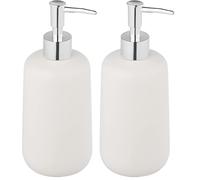 WENKO Distributeur de Savon Olinda - Blanc - Accessoire de Salle de Bain - 0,5 l 70188400 8 x 20 x 7,7 cm (Lot de 2)
