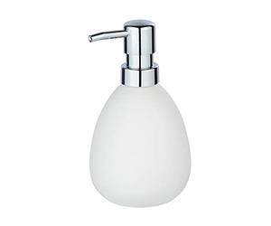 WENKO Distributeur de Savon Polaris Blanc Mat céramique - Distributeur de Savon Liquide Capacité: 0.39 l, Céramique, 9.5 x 16 x 9 cm, Blanc