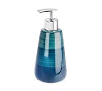 WENKO Distributeur de Savon Pottery pétrole céramique - Distributeur de Savon Liquide Capacité: 0.36 l, Céramique, 8 x 17.5 x 8 cm, Pétrole
