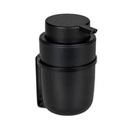 WENKO Distributeur de savon Turbo-Loc® Carpino, distributeur à pompe en plastique de haute qualité à fixer sans percer sur surface lisse, jusqu'à 250 ml de savon liquide, support mural en métal, noir