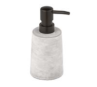 WENKO Distributeur de savon Villena, distributeur de savon rechargeable, distributeur de liquide vaisselle à l'aspect de pierre naturelle, dimensions : 8,2x15,9x7,2 cm, capacité : 150 ml, gris/noir