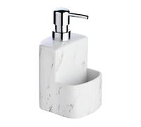 WENKO Distributeur liquide vaisselle, distributeur liquide vaisselle porte éponge, distributeur de savon liquide pour cuisine et salle de bain, Festival, effet marbre, capacité de 380 ml, 10x18x10 cm