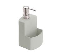 WENKO Distributeur Liquide Vaisselle, Distributeur Liquide Vaisselle Porte éponge, Festival, Gris, capacité de 380 ML, 10 x 18 x 10 cm