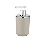WENKO Distributeur Savon Liquide, Porte Savon Liquide, Brasil, Taupe, Pet incassable, 320 ML, 7.3 x 16.5 x 9 cm