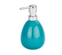 WENKO Distributeur Savon, Liquide, Porte Savon Liquide Polaris, Bleu Turquoise, céramique, 10x16,5x9,4 cm