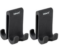 WENKO Double crochet de douche Verna Duo, crochet en silicone pour cabine de douche jusqu'à 10 mm d'épaisseur, beaucoup de place pour suspendre les éponges, serviettes et ustensiles de douche, noir