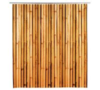 WENKO Duschvorhang Bambusa, Vorhang aus umweltfreundlichem, recyclingfähigem Kunststofffilm (PEVA), für Dusche und Badewanne, wasserdicht, 180 x 200 cm, inkl. 12 weißen Duschvorhangringen, Braun