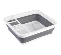 Wenko Égouttoir à vaisselle Gaia pliable 36,5x31x13 cm avec porte-couverts Blanc/Gris