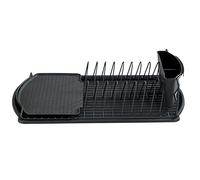 WENKO Égouttoir à Vaisselle Basic | Panier Couverts, Support-Assiettes, Grand et Petit bacs d‘égouttement Amovibles | Antidérapant | Métal revêtu par Poudre et Plastique | 47,5 x 11 x 26,5 cm | Noir