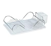 WENKO Égouttoir à Vaisselle Pliable Blanc/Vert, Métal chromé, 47 x 12.5 x 32 cm, Argent Brillant