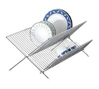 WENKO Égouttoir panier vaisselle - tablette pour assiettes et tasses, repliable, Métal chromé, 47.5 x 22 x 33 cm, Argent brillant
