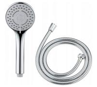 Wenko Ensemble De Douche Basic Douchette À Main + Flexible 150 Cm Inox Pommeau 5 Jets & Buses Anti-Calcaire Chromé Ø9,5 Cm Multicolore
