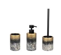 WENKO Ensemble Salle de Bain Mod. Lacona 3 pièces | Accessoires Salle de Bain en béton avec Distributeur de Savon et Porte-Brosse à Dents | Dimensions 10 x 37 x 10 cm | Multicolore et Noir