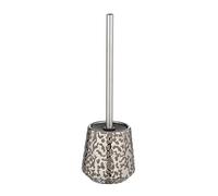WENKO Ensemble WC Burgos en céramique haut de gamme avec jeu de motifs brillant, porte-brosse WC extravagant avec brosse WC, tête de brosse remplaçable de Ø 7,5 cm, gris-marron/platine, Ø 12 x 33,5 cm