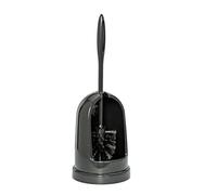 WENKO Ensemble WC Standard Noir, brosse WC intelligente avec tête de brosse hygiénique pour un nettoyage fiable, porte-brosse en matière plastique robuste, Ø 14 x 40 cm