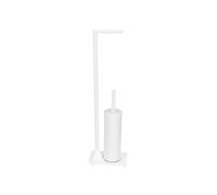 Wenko Garniture de WC sur pied Hella – acier laqué, porte-brosse et support de papier, blanc mat