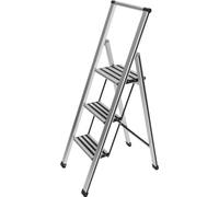 WENKO Escabeau escamotable Marchepied Budget Antidérapant 3 marches Aluminium Design