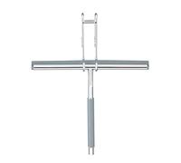 WENKO Essuie-Douche Modèle Cave | Raclette Salle de Bain INOX avec lèvre en Silicone | Support Inclus | Dimensions (L x H x P) 21,5 x 9 x 26 cm | Couleur Argent Brillant