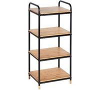 Wenko - Etagère 4 niveaux en Bambou et Métal - Noir et Beige - Loft Noir G