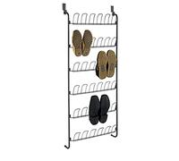 WENKO Étagère à chaussures porte noire | Rangement suspendu pour 18 paires | Étagère en métal pour un gain de place optimal | DIM (l x h x p) 59 x 151 x 14 cm | Noir et gris