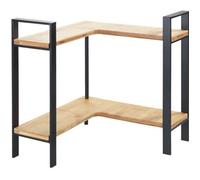 WENKO Étagère de cuisine angulaire Lou, étagère pour plan de travail, en métal avec planches en bambou, à deux étages pour gagner de la place en cuisine (l x h x p) : 30 x 33 x 30 cm, noir/brun clair