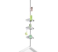 WENKO Étagère d'angle de Douche télescopique Premium | 3 Paniers de Douche Fixation sans perçage | Fixation par Torsion et réglable en Hauteur | Aluminium - Plastique | 27,5x70-260x20 cm | Brillant