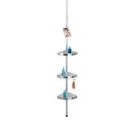 WENKO Étagère d'angle de Douche télescopique Premium | 3 Paniers de Douche Fixation sans perçage | Fixation par Torsion et réglable en Hauteur | Aluminium - Plastique | 27,5x70-260x20 cm | Mat