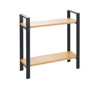 WENKO Étagère de Cuisine à Poser Lou | pour Plan de Travail | Métal avec Planches en Bambou | 2 étages Gain de Place | Multi Usage | 32x33x11cm | Noir/Bambou