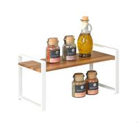 WENKO Étagère de Cuisine Louisa, Petite Étagère pour le plan de Travail, en Bois d'acacia et Métal, Crée plus d'espace de Rangement dans la Cuisine, 40 x 20 x 20 cm, Blanc