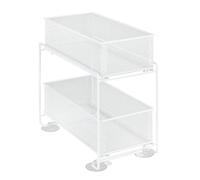WENKO Étagère de cuisine Mod. Gioma | Organisateur en métal blanc | Tiroir coulissant pour rangement pratique | Dimensions (L x H x P) 35 x 34 x 18 cm | Idéal pour placard et plan de travail