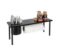 WENKO Etagère de Cuisine pour Plan de Travail Evier, Porte Essuie-Tout, Étagère Porte Épices, Rangement Ustensiles, Noir,