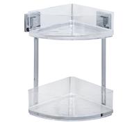 WENKO Etagère de douche d'angle Etagère de salle de bain sans perçage Acier inoxydable 2 étagères QUADRO
