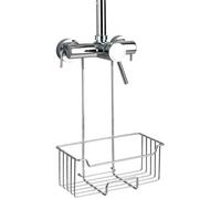 WENKO Etagère de douche Milo, Panier Douche à Suspendre, suspension sans perçage, Acier Inox, P14xL25xH36, Brillant