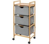Etagère de salle de bain en bambou 3 Tiroirs - H. 96 cm - Gris