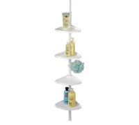 WENKO Etagère télescopique d'angle Etagère de douche d'angle avec 4 étagères Salle de bains Compact blanc Crochet