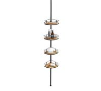 Wenko Étagère d'angle Dolcedo télescopique 4 paniers, fixation sans perçage, inox/bambou, H≤2,75 m