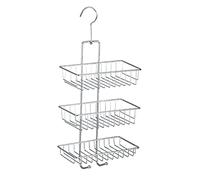 WENKO Etagère Douche Nivala, avec 3 Niveaux, Etagère Douche à Suspendre sans perçage grâce au Large Crochet, Acier chromé Poli, 22 x 50 x 13,5 cm, Argenté