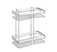 WENKO Étagère Murale 2 étages Premium Acier Inoxydable Insert en Plastique Transparent Brillant